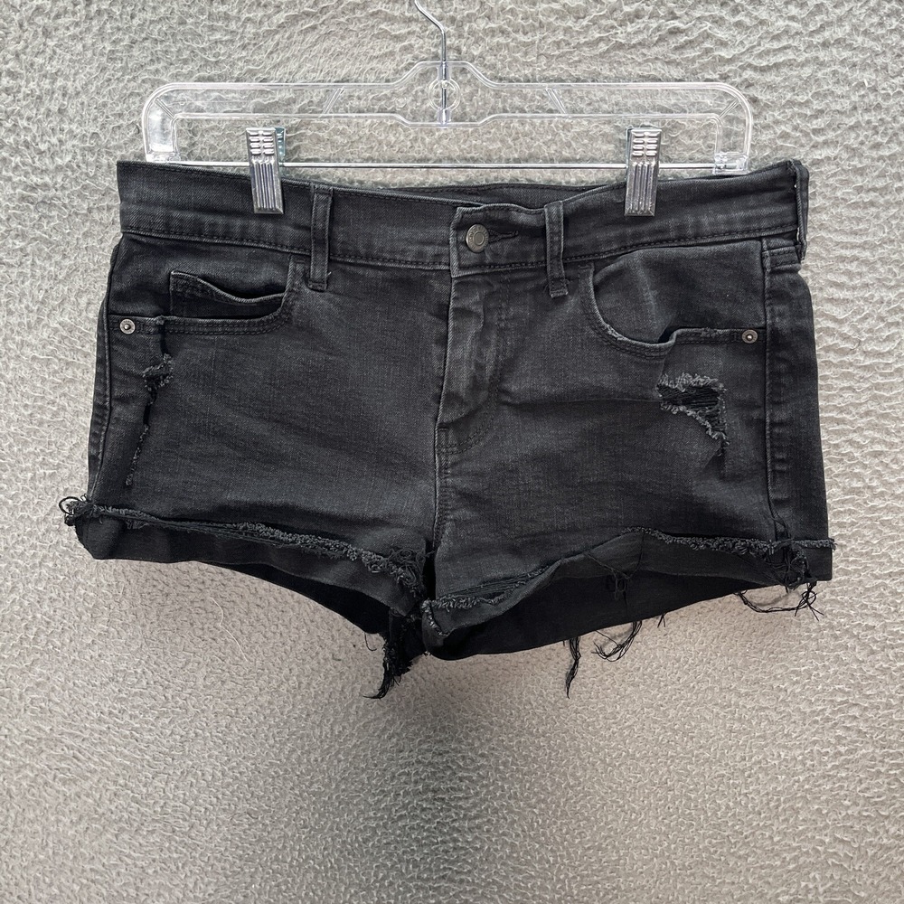 Old Navy Shorts Womens 8 Black Boyfriend Mid‎ Rise Cut Off Distressed Preppy